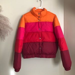 Forever 21 Red Colorblock Puffer Jacket
